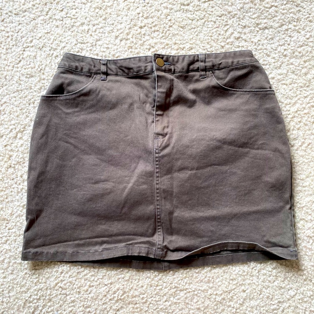 Army green mini skirt